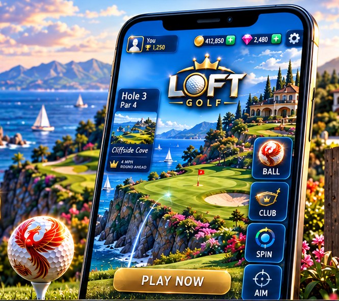 The game on a phone: hole 3, par 4, Cliffside Cove.
